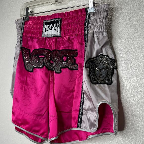 Versace Muay Thai Boxing Shorts Pink Silver Versace Medusa Patch 50 / L - Picture 4 of 16